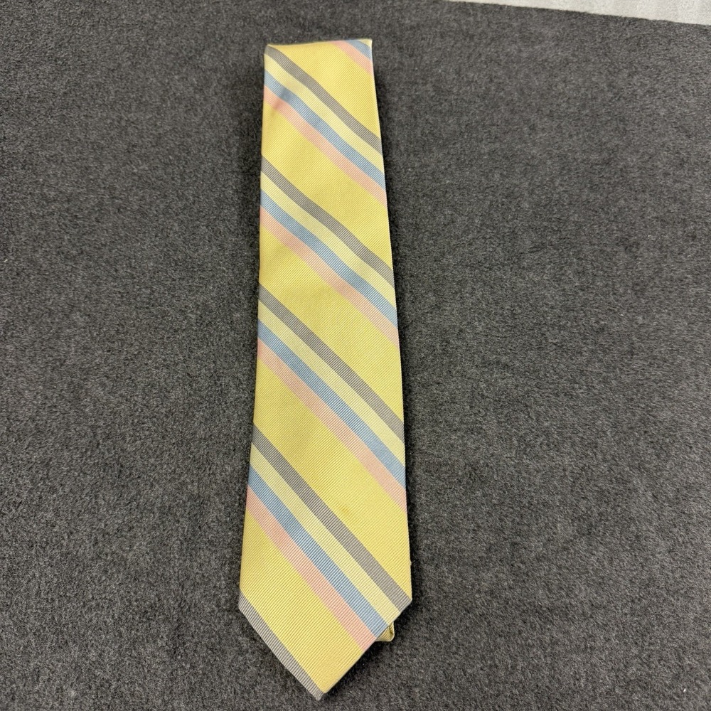 VTG Jack Henry Club Shop Silk Tie Yellow Pastel Stripe English Repp Kansas City